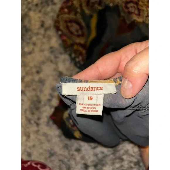 Sundance Womens 16 Dress Boho Ethnic Boho Flowy Empire Waist Cap Sleeve Festival - Picture 3 of 6